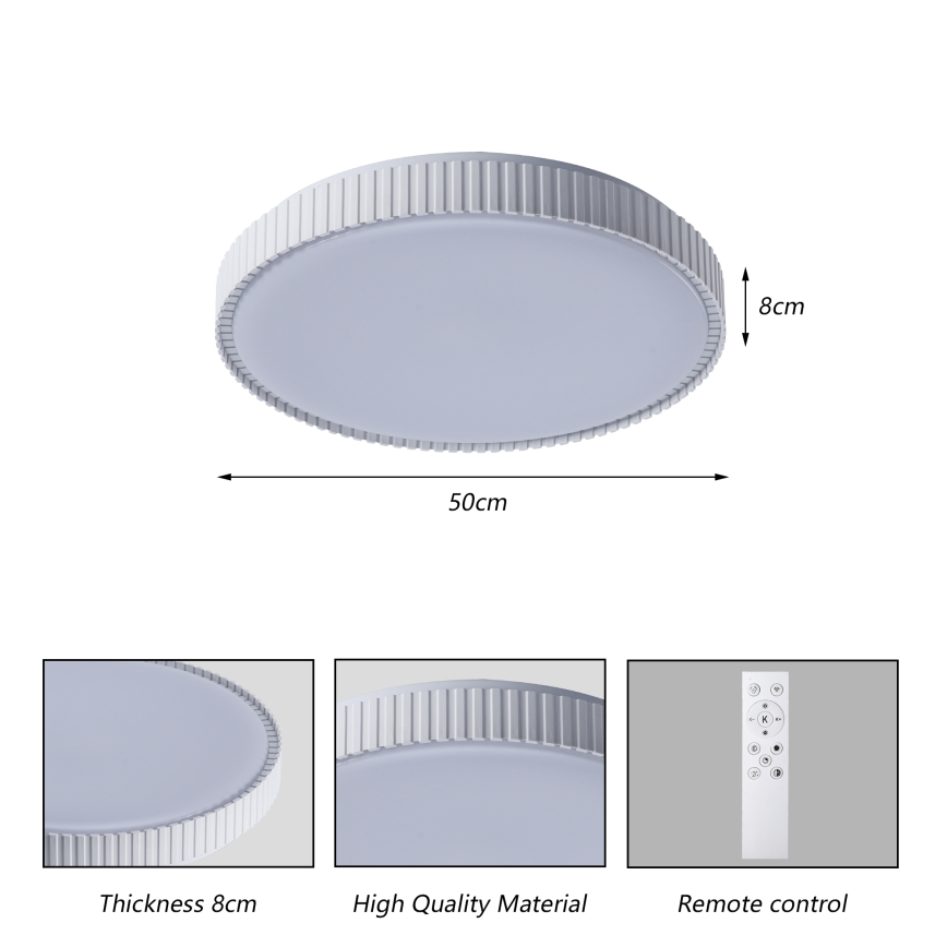 Brilagi - Candeeiro de teto LED dimerizável CORVO LED/72W/230V 3000-6000K branco Ø 50 cm + comando remoto