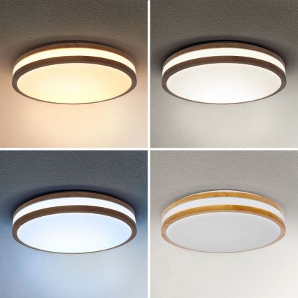 Brilagi - Luminária de teto LED dimmerizável MOLINA LED/48W/230V 3000-6500K carvalho diâmetro 38 cm + controlo remoto