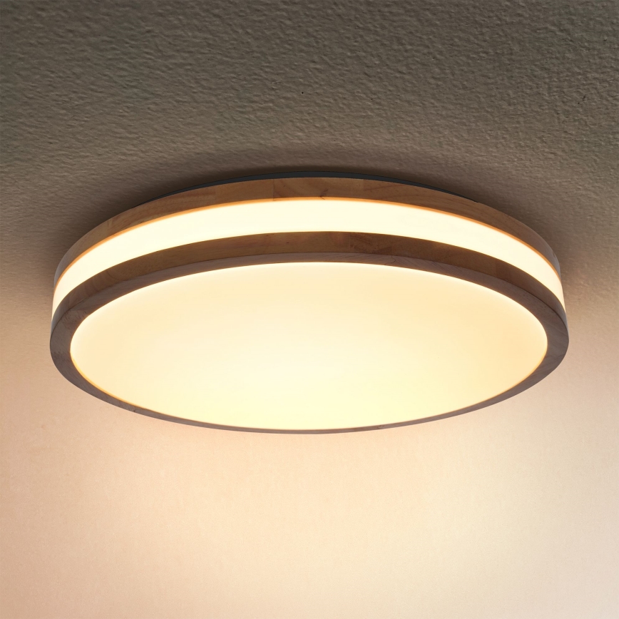 Brilagi - Luminária de teto LED dimmerizável MOLINA LED/48W/230V 3000-6500K carvalho diâmetro 38 cm + controlo remoto