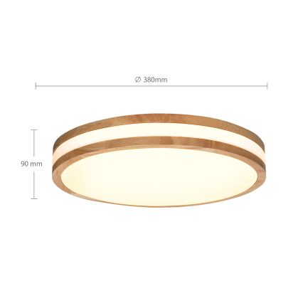 Brilagi - Luminária de teto LED dimmerizável MOLINA LED/48W/230V 3000-6500K carvalho diâmetro 38 cm + controlo remoto