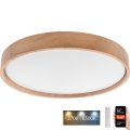 Brilagi - Luminária de teto LED dimmerizável MANAROLA SMART LED/36W/230V 2700-6500K carvalho diâmetro 51 cm Wi-Fi + controlo remoto Tuya