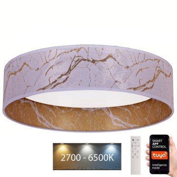 Brilagi - Luminária de teto LED dimmerizável VELVET SMART LED/36W/230V diâmetro 55 cm 2700-6500K Wi-Fi Tuya branco/dourado + controlo remoto