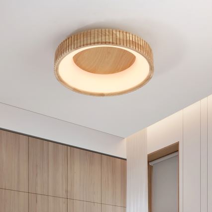 Brilagi - Candeeiro de tecto LED FALCON WOOD MODERN LED/30W/230V 3000/4000/6000K Ø 45 cm madeira