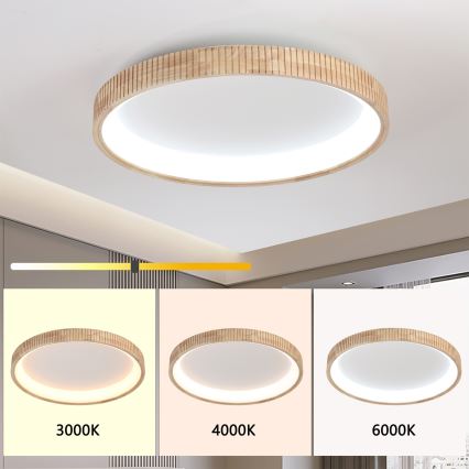 Brilagi - Candeeiro de teto LED FALCON WOOD MODERN LED/60W/230V 3000/4000/6000K Ø 80 cm madeira
