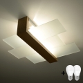Brilagi - Luminária de teto LED HERA 2xE27/7,5W/230V 43x43 cm madeira