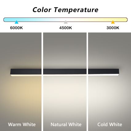 Brilagi - Luminária de teto LED para casa de banho SLEEKLINE LED/40W/230V 3000/4500/6000K preta IP44