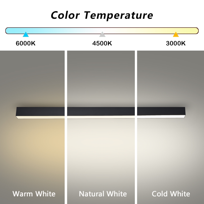 Brilagi - Luminária de teto LED para casa de banho SLEEKLINE LED/40W/230V 3000/4500/6000K preta IP44