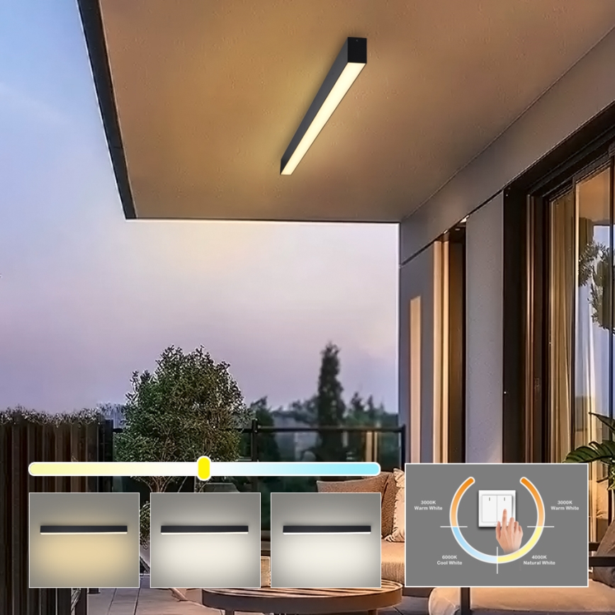 Brilagi - Luminária de teto LED para casa de banho SLEEKLINE LED/40W/230V 3000/4500/6000K preta IP44