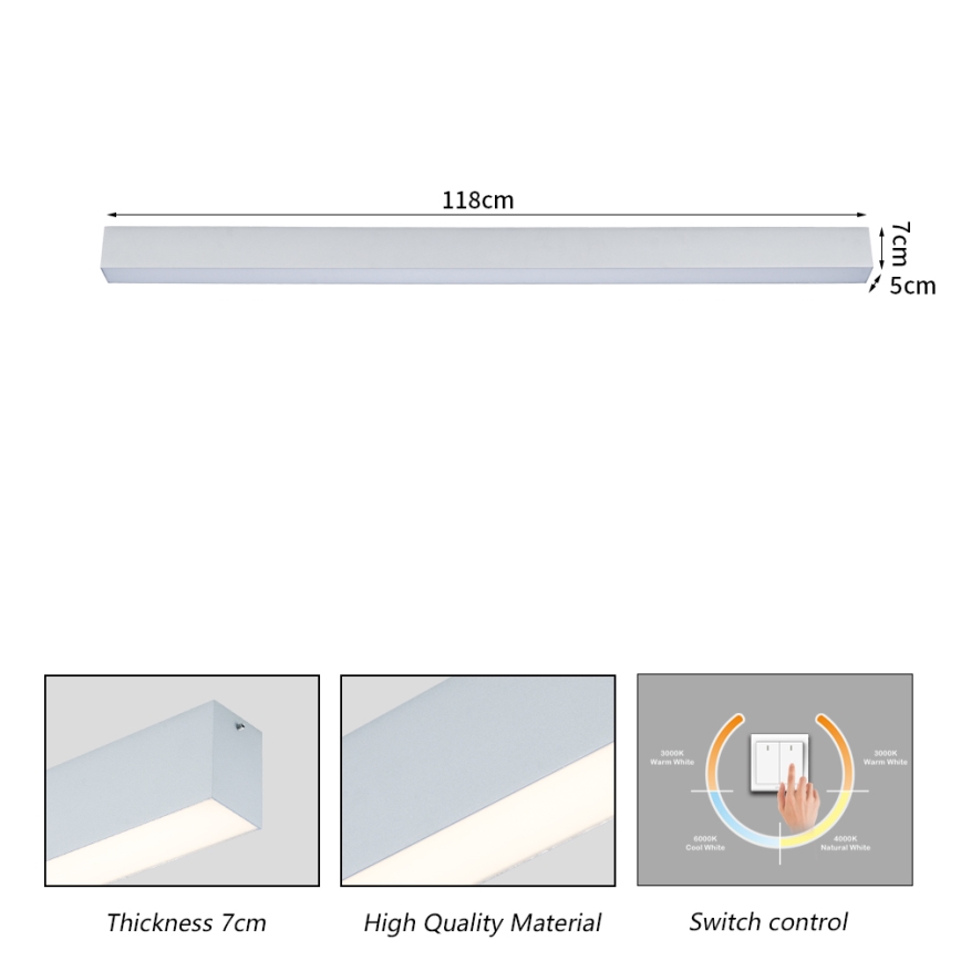 Brilagi - Plafon LED de tecto para casa de banho SLEEKLINE LED/40W/230V 3000/4500/6000K prateado IP44