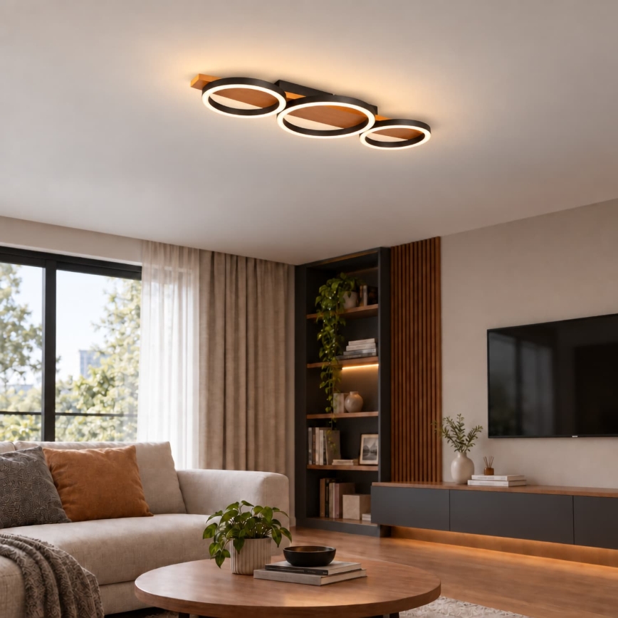 BRILAGI - Luminária de teto LED PLANK, 28W, 230V, 4000K, 25x70 cm, acabamento em madeira