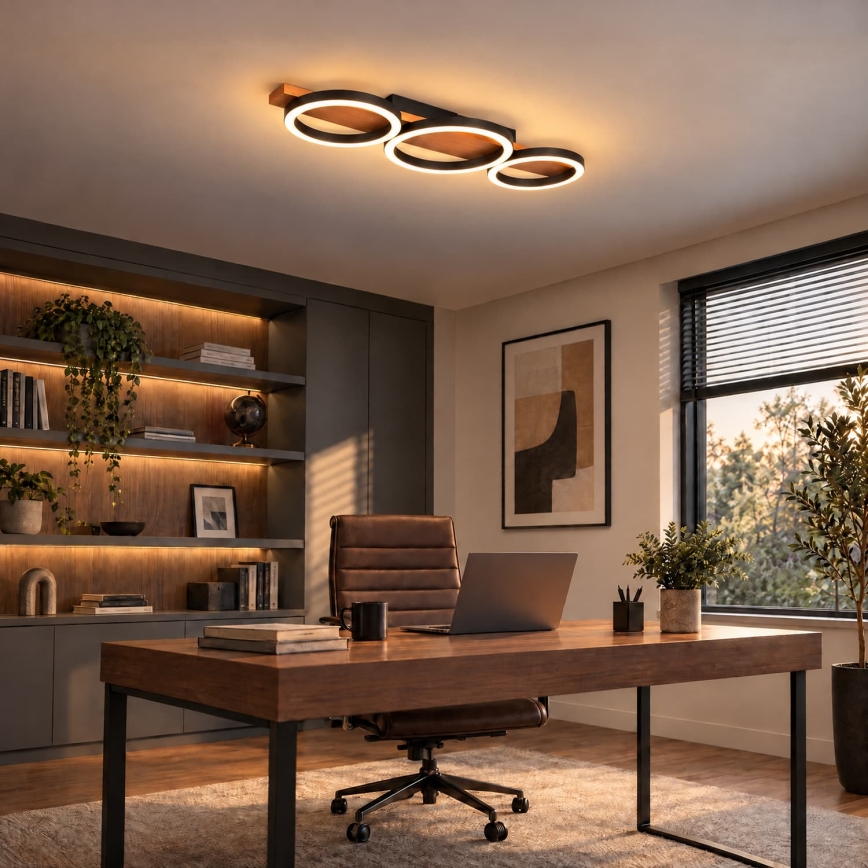 BRILAGI - Luminária de teto LED PLANK, 28W, 230V, 4000K, 25x70 cm, acabamento em madeira