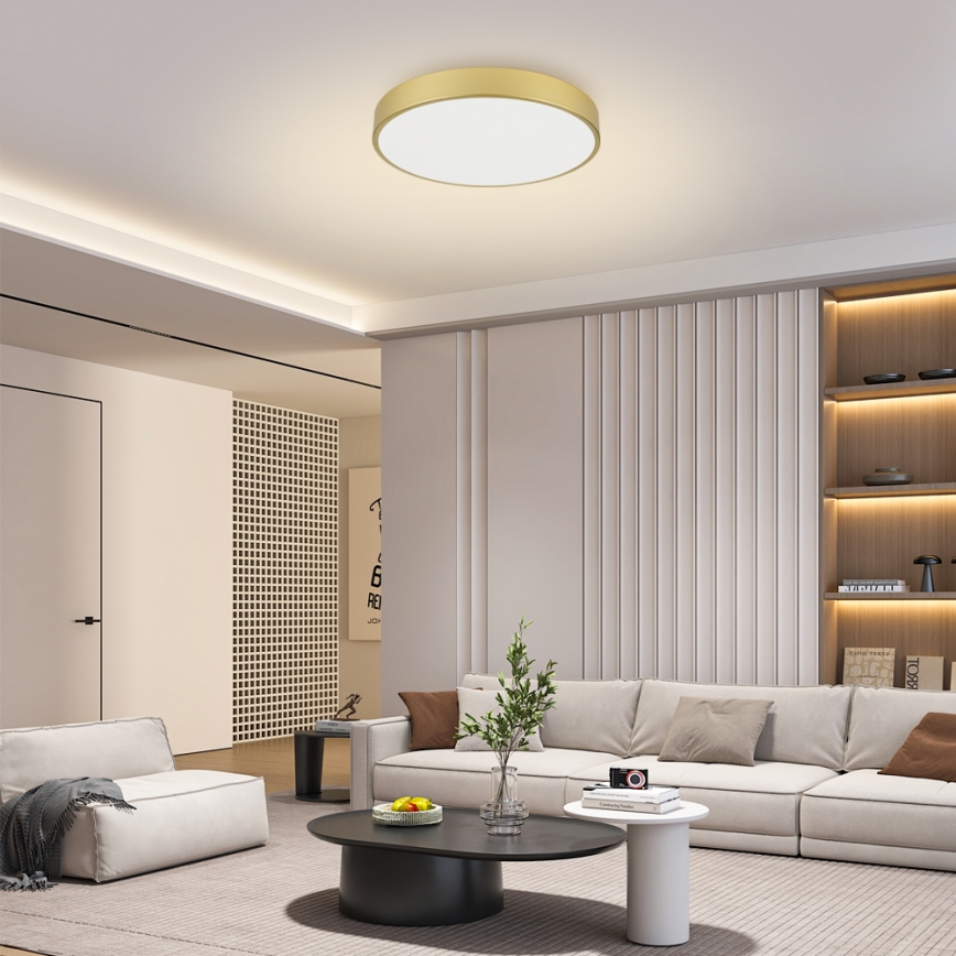 Brilagi - Luminária de teto LED POOL, 60W, 230V, 3000/4500/6000K, diâmetro 60 cm, dourada