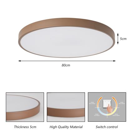 Brilagi - Candeeiro de tecto LED POOL LED/100W/230V 3000/4000/6000K Ø 80 cm castanho