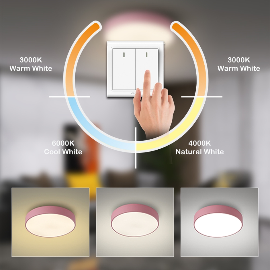 Brilagi - Luminária de teto LED POOL LED/36W/230V 3000/4000/6000K Ø 30 cm rosa