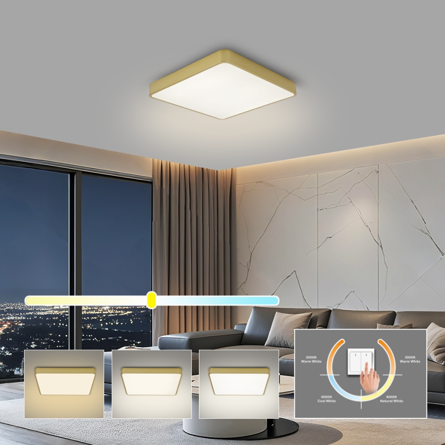 Brilagi - Luminária de teto LED POOL LED/36W/230V 3000/4000/6000K 40x40 cm dourada