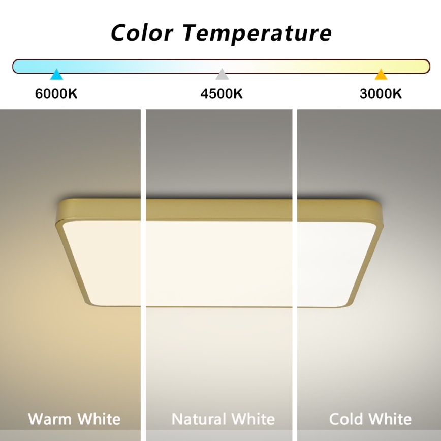 Brilagi - Luminária de teto LED POOL LED/48W/230V 3000/4000/6000K 50x50 cm dourada
