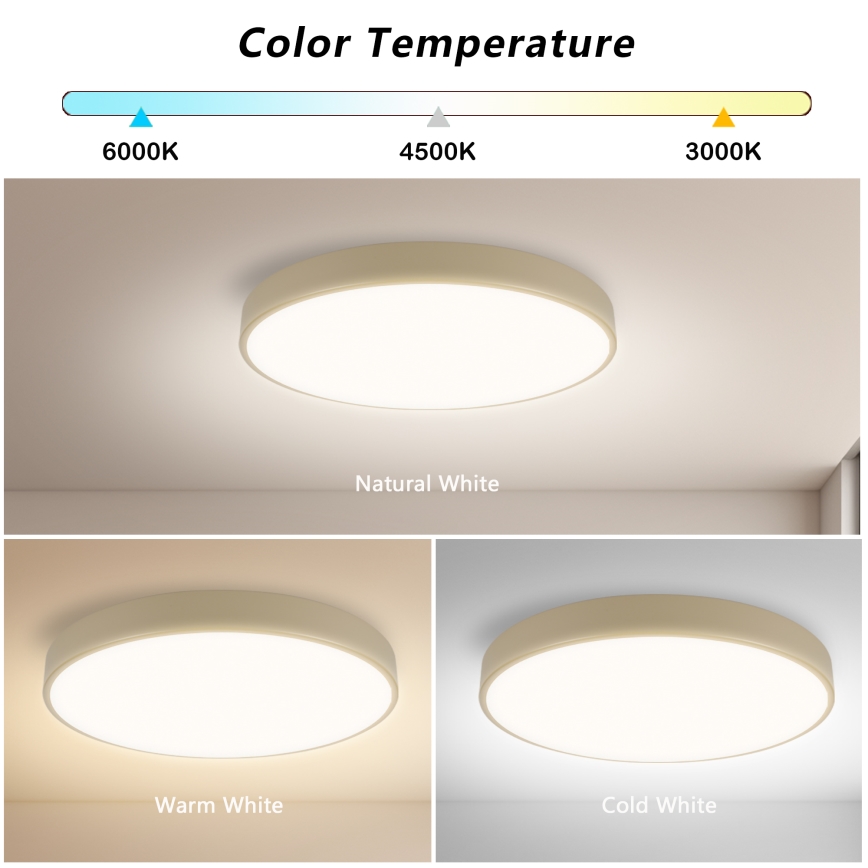 Brilagi - Luminária de teto LED POOL LED/48W/230V 3000/4000/6000K diâmetro 40 cm bege