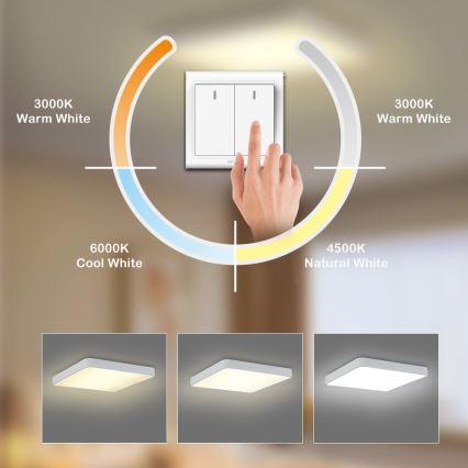 Brilagi - Candeeiro de Teto LED POOL SQUARE LED/36W/230V 3000/4500/6000K 40x40 cm branco