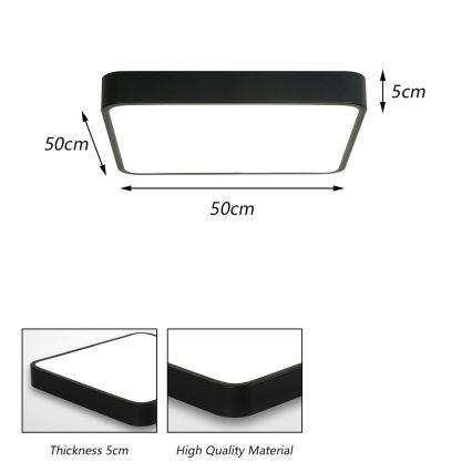 Brilagi - Candeeiro de tecto LED POOL SQUARE LED/48W/230V 3000/4500/6000K 50x50 cm preto