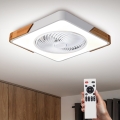 Brilagi - Luminária de teto LED regulável com ventilador LED/30W/230V 3000-6500K branco/carvalho + comando remoto