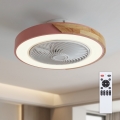 Brilagi - Luminária de teto LED regulável com ventilador LED/38W/230V 3000-6500K Ø 50 cm rosa/carvalho + controlo remoto