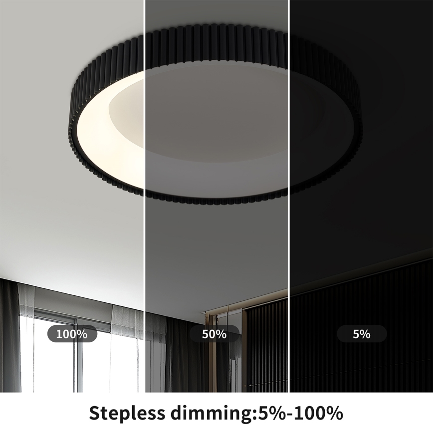 Brilagi - Candeeiro de tecto LED regulável FALCON MODERN, 54 W, 230 V, 3000–6500 K, diâmetro 60 cm, preto + comando remoto