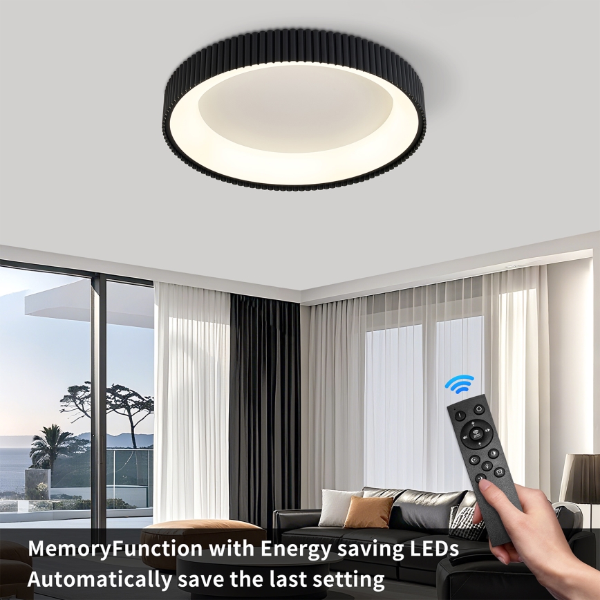 Brilagi - Candeeiro de tecto LED regulável FALCON MODERN, 54 W, 230 V, 3000–6500 K, diâmetro 60 cm, preto + comando remoto