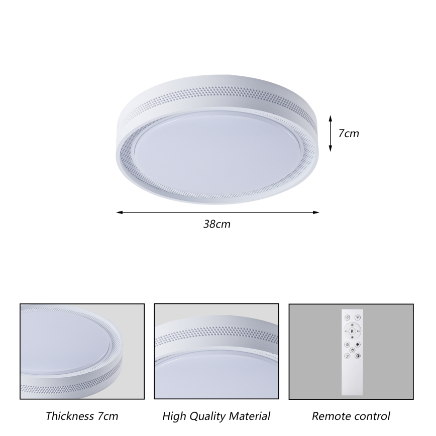 Brilagi - Candeeiro de teto LED dimerizável KREON LED/54W/230V 3000-6000K branco, diâmetro 38 cm + controlo remoto