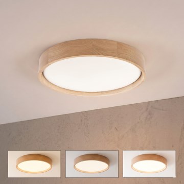Brilagi - Luminária de teto LED regulável MANAROLA SMART LED/24W/230V 3000-6000K Wi-Fi Tuya Beacon diâmetro 41 cm carvalho + controlo remoto