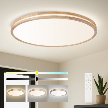 Brilagi - Luminária de teto LED regulável MOLINA LED/128W/230V 3000-6000K carvalho, Ø 100 cm + controlo remoto