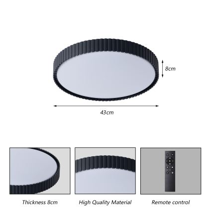 Brilagi - Candeeiro de tecto LED dimerizável ORINO LED/54W/230V 3000-6000K preto Ø 43 cm + comando remoto