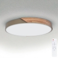 BRILAGI - Luminária de teto LED regulável PILANA LED/60W/230V 3000-6500K carvalho/bege Ø 60 cm + controlo remoto