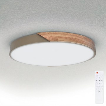 BRILAGI - Luminária de teto LED regulável PILANA LED/60W/230V 3000-6500K carvalho/bege Ø 60 cm + controlo remoto