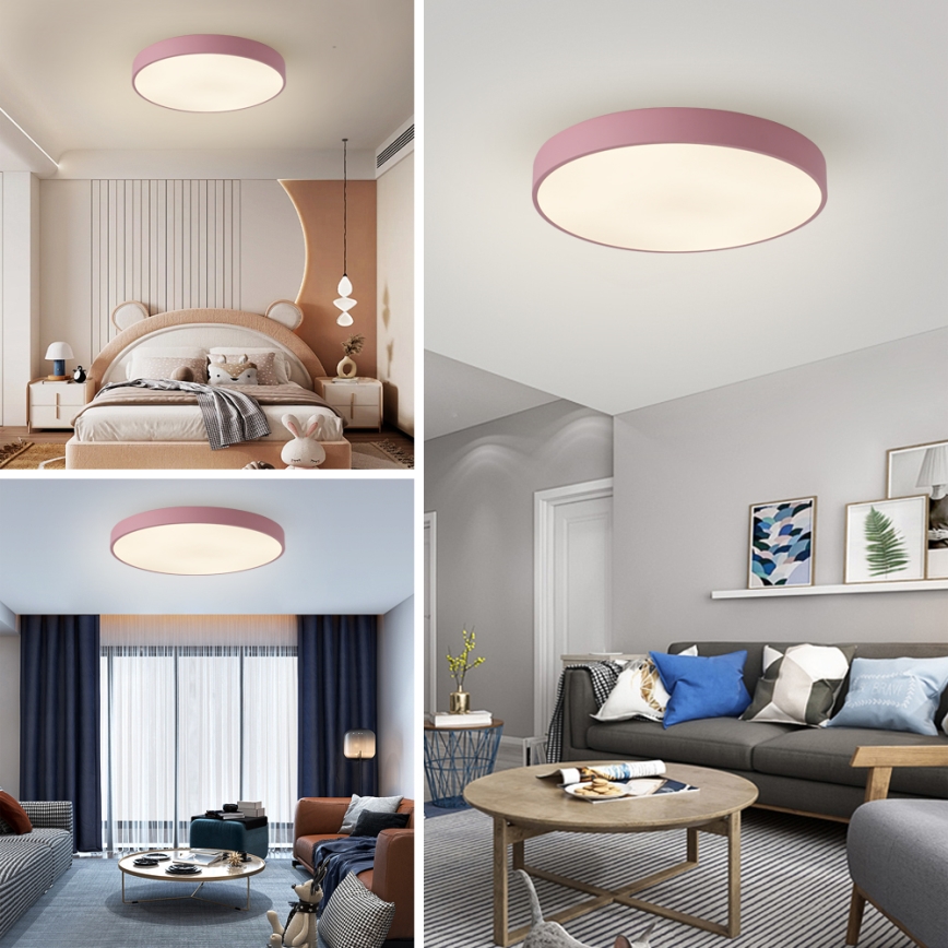 Brilagi - Candeeiro de teto LED regulável POOL LED/60W/230V 3000-6000K diâmetro 60 cm rosa + comando remoto