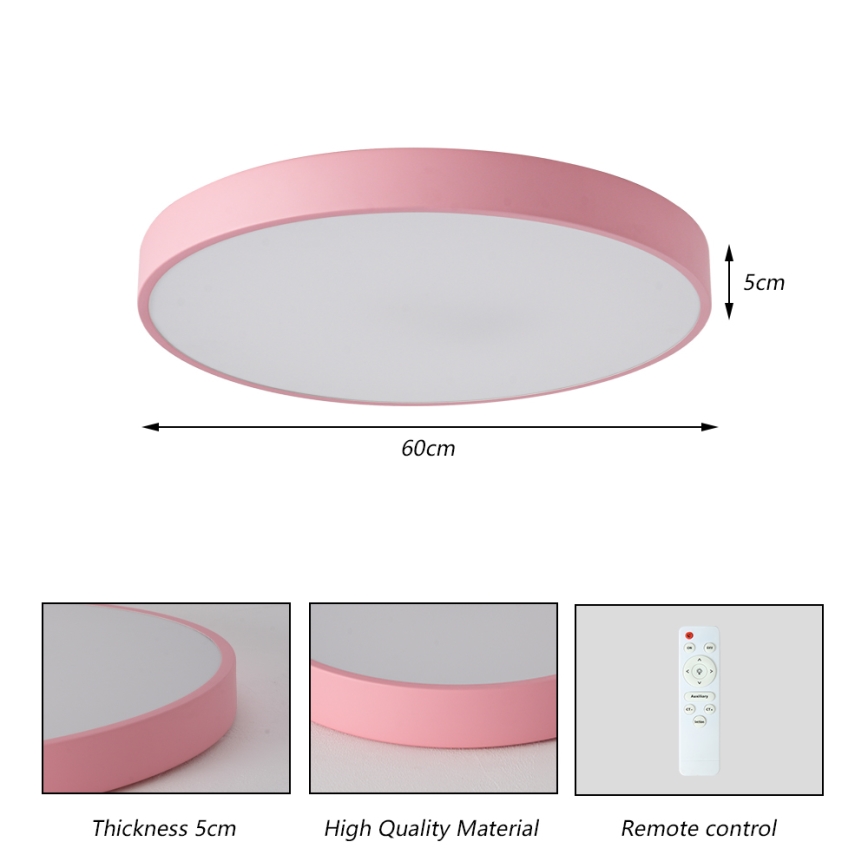 Brilagi - Candeeiro de teto LED regulável POOL LED/60W/230V 3000-6000K diâmetro 60 cm rosa + comando remoto