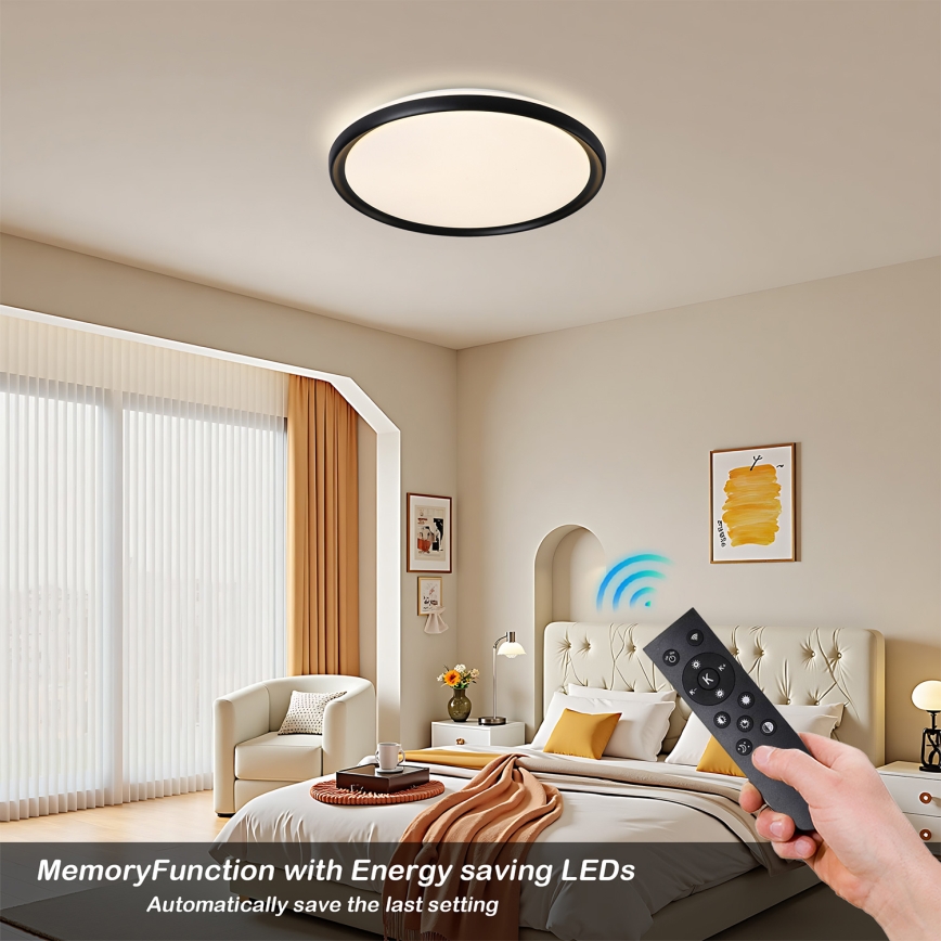 Brilagi - Candeeiro de teto LED regulável RIVO LED/72W/230V 3000-6000K preto Ø 50 cm + controlo remoto