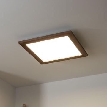 Brilagi - Luminária de teto LED regulável SLIMFRAME WOOD LED/36W/230V 49,5x49,5 cm 3000-6000K castanho escuro + comando remoto