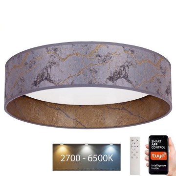 Brilagi - Luminária de teto LED regulável VELVET SMART LED/24W/230V diâmetro 45 cm 2700-6500K Wi-Fi Tuya cinza/dourado + controlo remoto