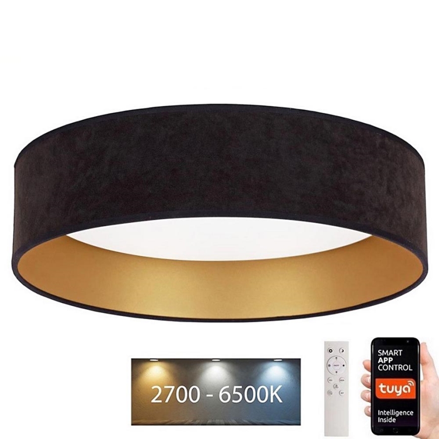 Brilagi - Luminária de teto LED regulável VELVET SMART LED/24W/230V diâmetro 45 cm 2700-6500K Wi-Fi Tuya preto/dourado + comando à distância
