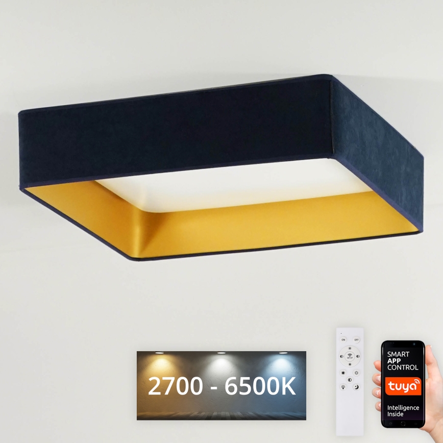 Brilagi - Luminária de teto LED regulável VELVET SQUARE SMART LED/36W/230V 60x60 cm 2700-6500K Wi-Fi Tuya + controlo remoto azul escuro