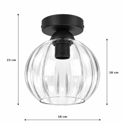 BRILAGI - Luminária de teto LED RETRO GLASS 1xE27/60W/230V diâmetro 18 cm preta/transparente