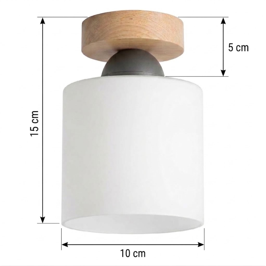BRILAGI - Luminária de teto LED RETRO GLASS 1xE27/60W/230V Ø 10 cm carvalho/branco