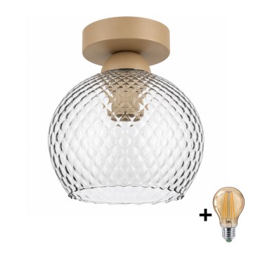 BRILAGI - Luminária de teto LED RETRO GLASS 1xE27/60W/230V Ø 18 cm bege/cinza fumê