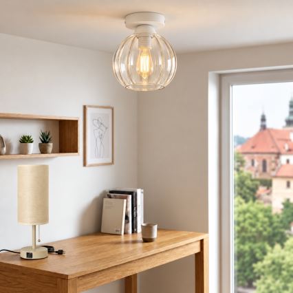 BRILAGI - Luminária de teto LED RETRO GLASS 1xE27/60W/230V Ø 18 cm branco/transparente