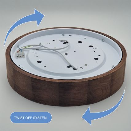 Brilagi - Candeeiro de teto LED RGBW dimerizável CARVALHO 2x E27 / 15 W / 230 V 2700–6500 K Wi‑Fi carvalho Ø 37,5 cm