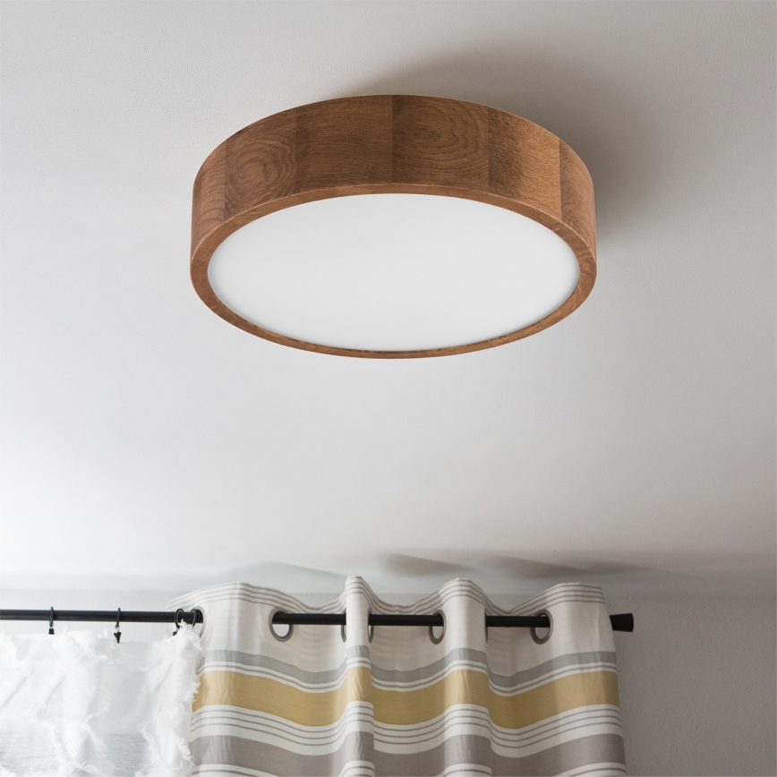 Brilagi - Candeeiro de teto LED RGBW dimerizável CARVALHO 2x E27 / 15 W / 230 V 2700–6500 K Wi‑Fi carvalho Ø 37,5 cm