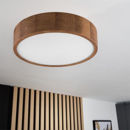 Brilagi - Candeeiro de teto LED RGBW dimerizável CARVALHO 2x E27 / 15 W / 230 V 2700–6500 K Wi‑Fi carvalho Ø 37,5 cm