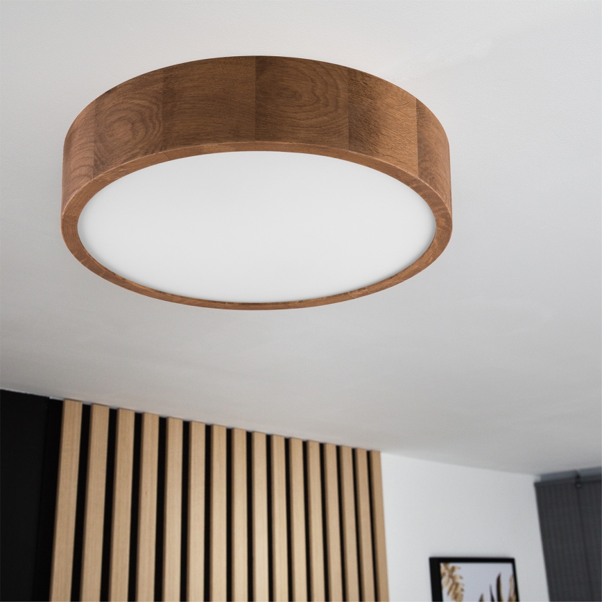 Brilagi - Candeeiro de teto LED RGBW dimerizável CARVALHO 2x E27 / 15 W / 230 V 2700–6500 K Wi‑Fi carvalho Ø 37,5 cm