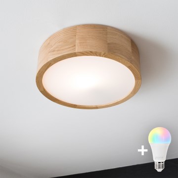 BRILAGI - Luminária de teto LED RGBW dimerizável CARVALHO 1xE27/12W/230V 2700-6500K carvalho Ø 27,5 cm