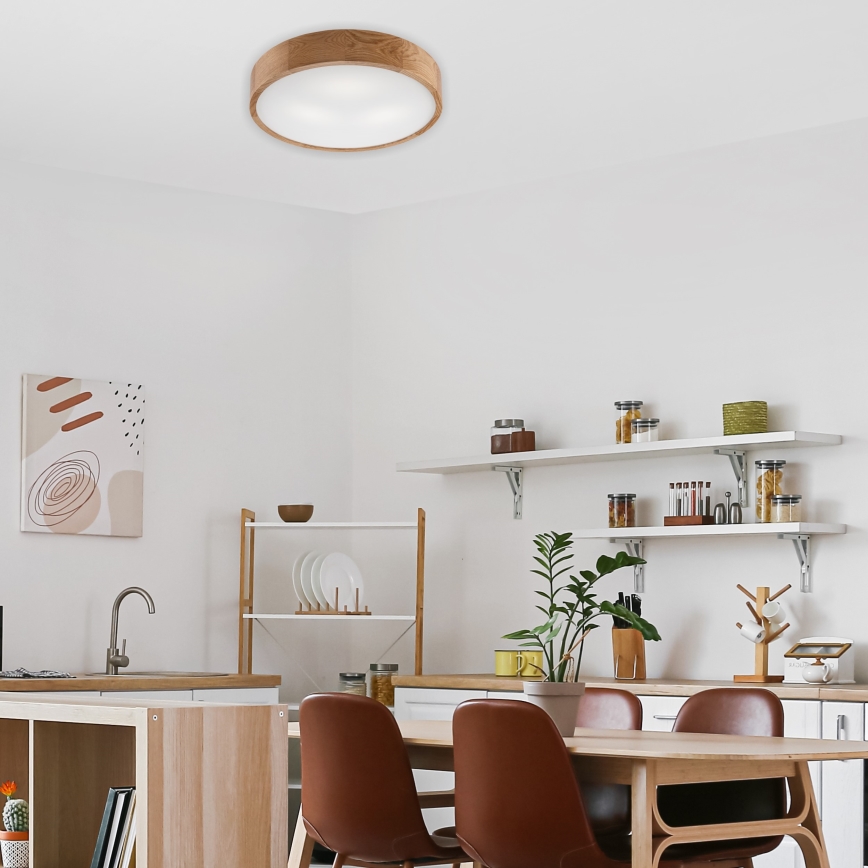 Brilagi - Candeeiro de tecto LED RGBW dimerizável CARVALHO 3xE27/15W/230V 2700-6500K Wi-Fi carvalho Ø 47,5 cm